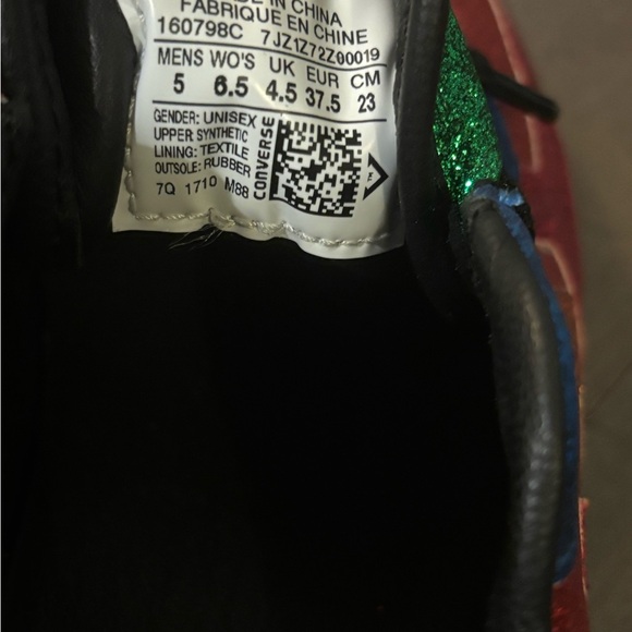 NEW Women's Size 6.5 Converse JW Anderson Thunderbolt OX Glitter Cherry B-Grade - Picture 6 of 7